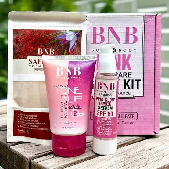 BNB Pink Glow Kit ( Toneup Facewash 120ml + Saffron Mask 120gm + Pink Glow Sunscreen Spf 60 50gm)