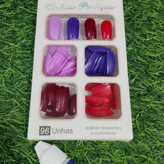 Beautiful Artificial Nails in Different Colors 96 pcs