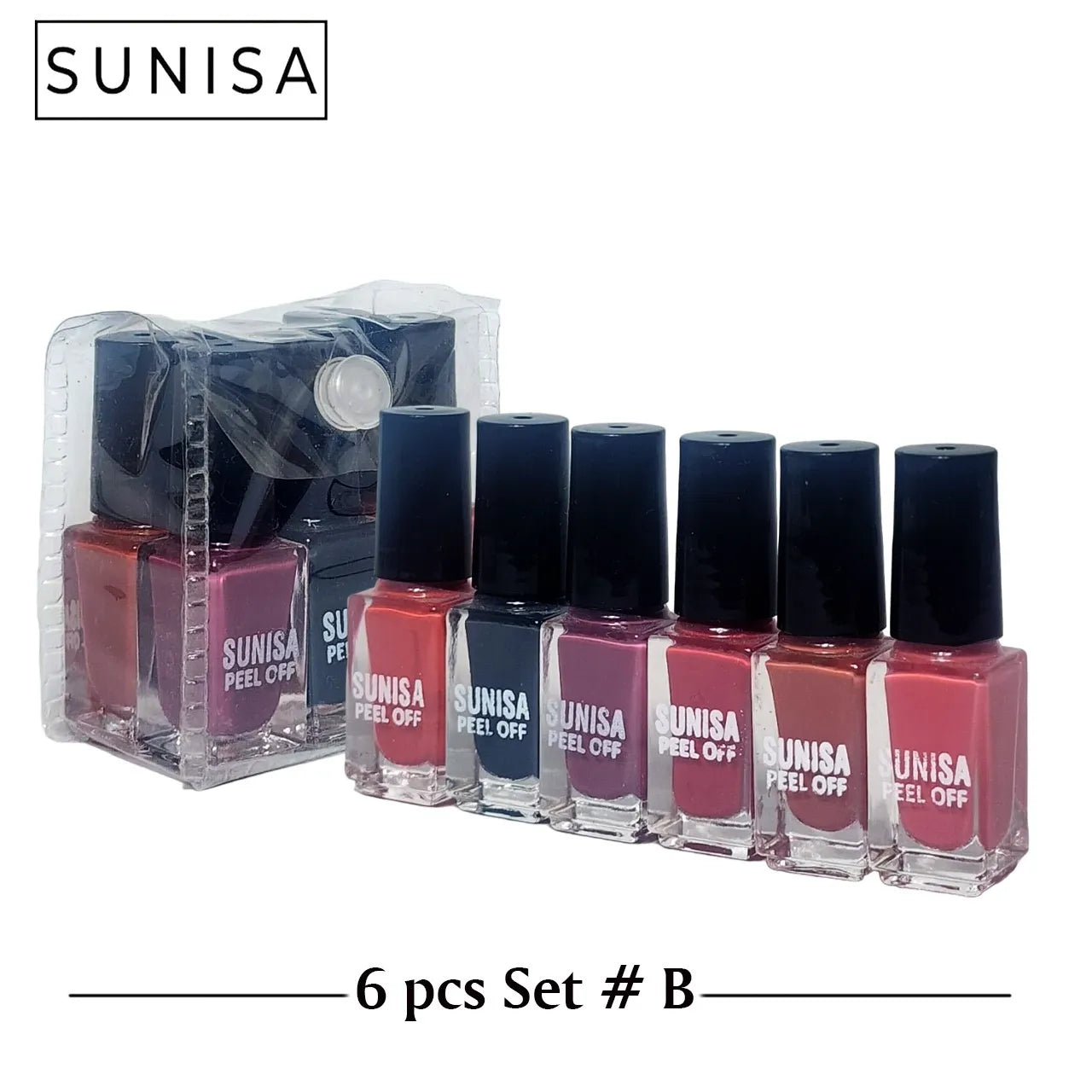 New Sunisa 6pcs Set Matte Nail Polish / Peel Off