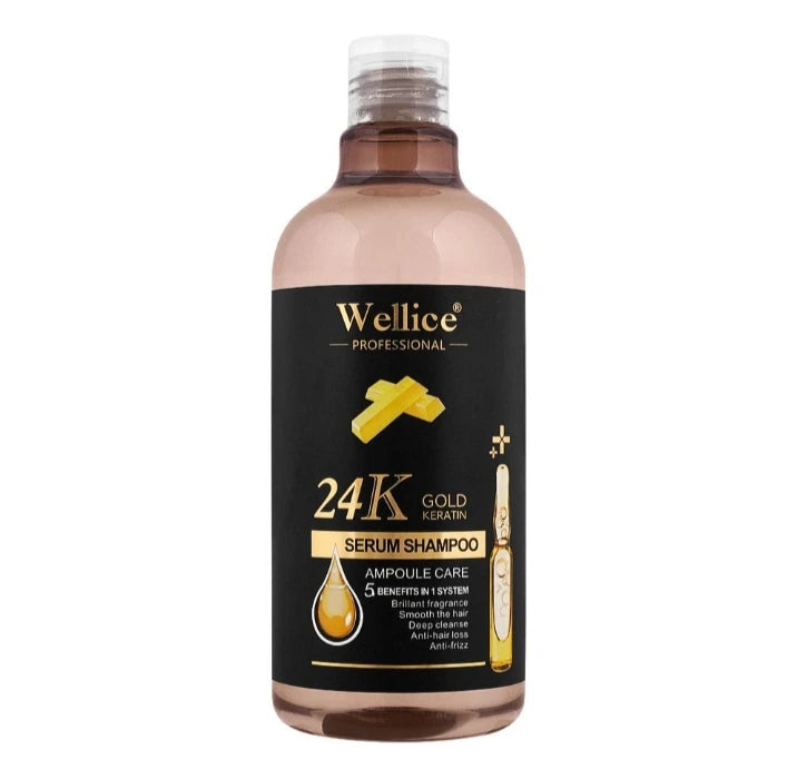 Wellice 24K Gold Keratin Ampoule Care Serum Shampoo,500ml