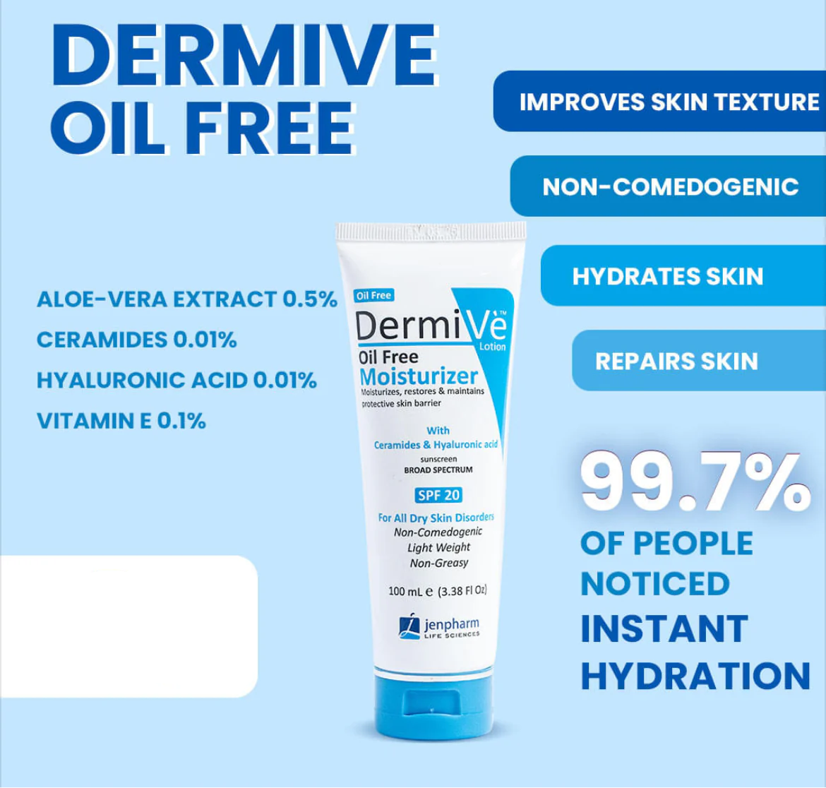 Jenpharm Dermive Oil Free Moisturizer Spf 20 - 100ml