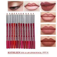 12 Pcs KATHLEEN Long Lasting lipliner Thick Pencil Red Set