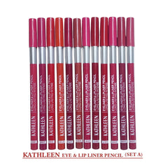 12 Pcs KATHLEEN Long Lasting lipliner Thick Pencil Red Set