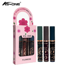 KS-ONE 3 Pcs Lip Gloss Flower Milk Cup Set