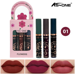 KS-ONE 3 Pcs Lip Gloss Flower Milk Cup Set