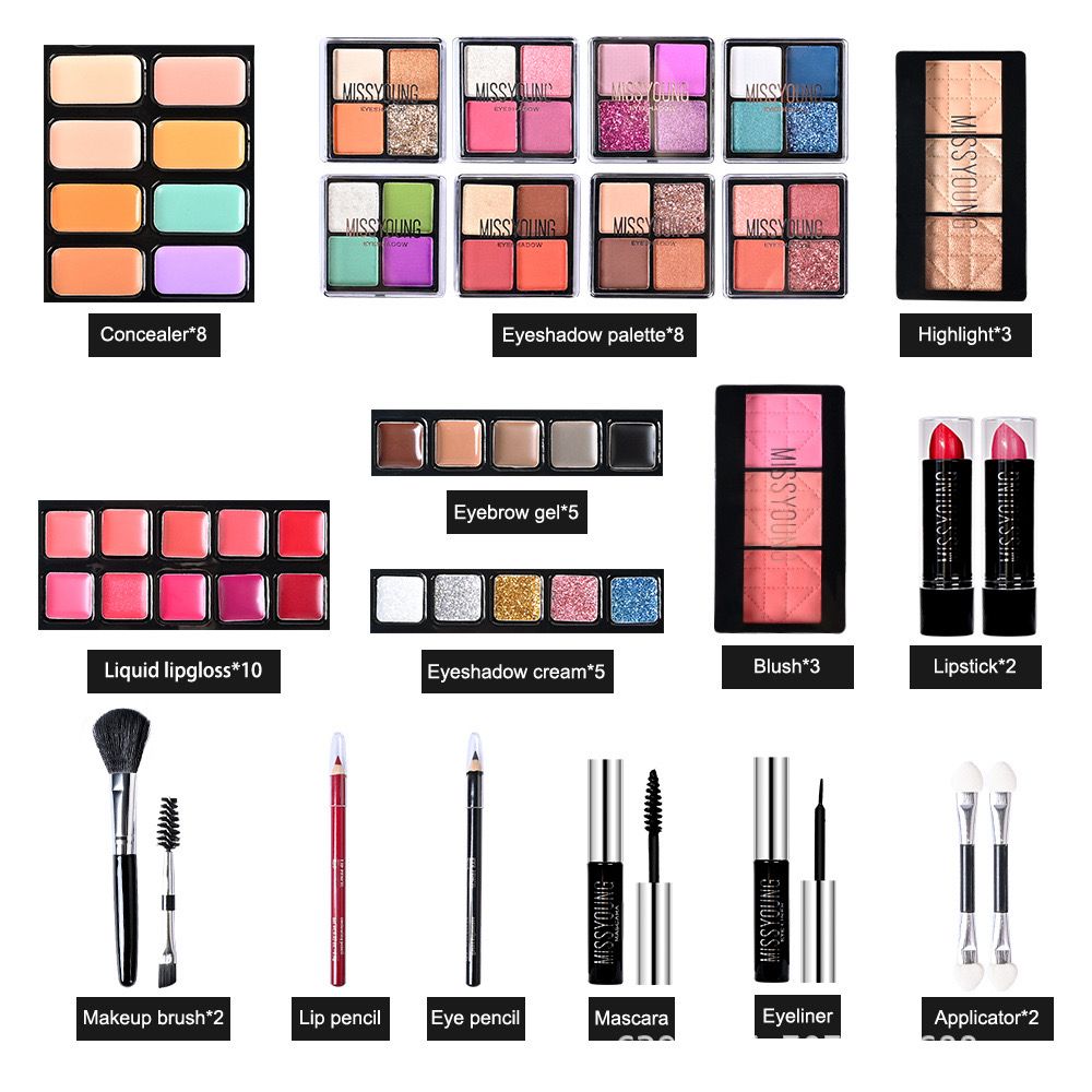 Make-up case Velvety Dark Berry 74 pieces
