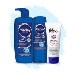 Meclay London Anti Dandruff Shampoo 660ml With Conditioner 180ml + Mec Acne Clean Face Wash Pair Box (Save Rupees 250)