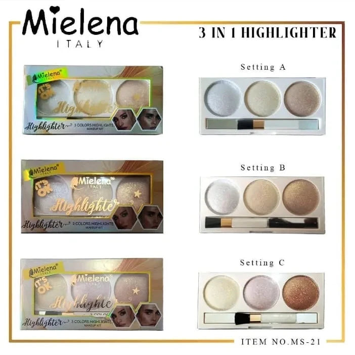 Mielena 3 in 1 Highlighter Palette Each