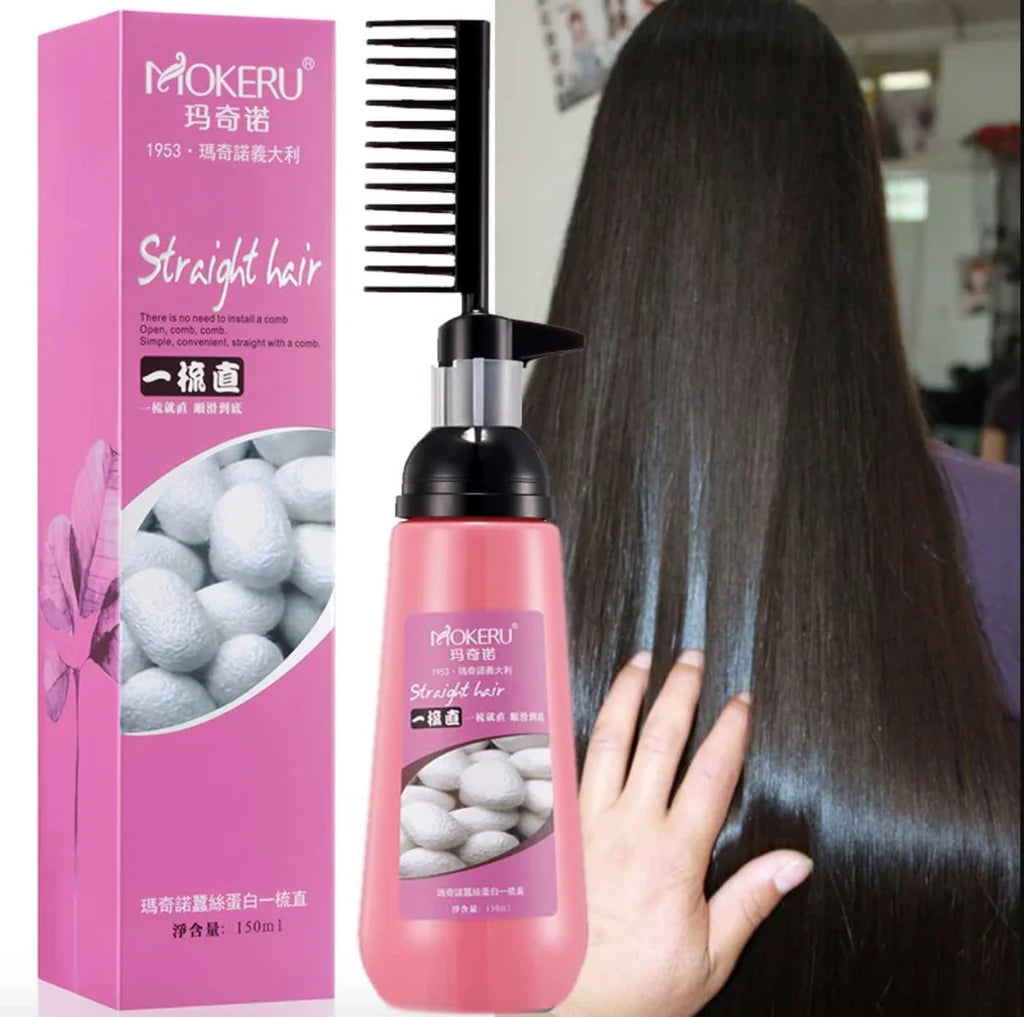 Mokeru Smooth Hair Nourishing Straight Hair Cream Treatment With Brush 150ml