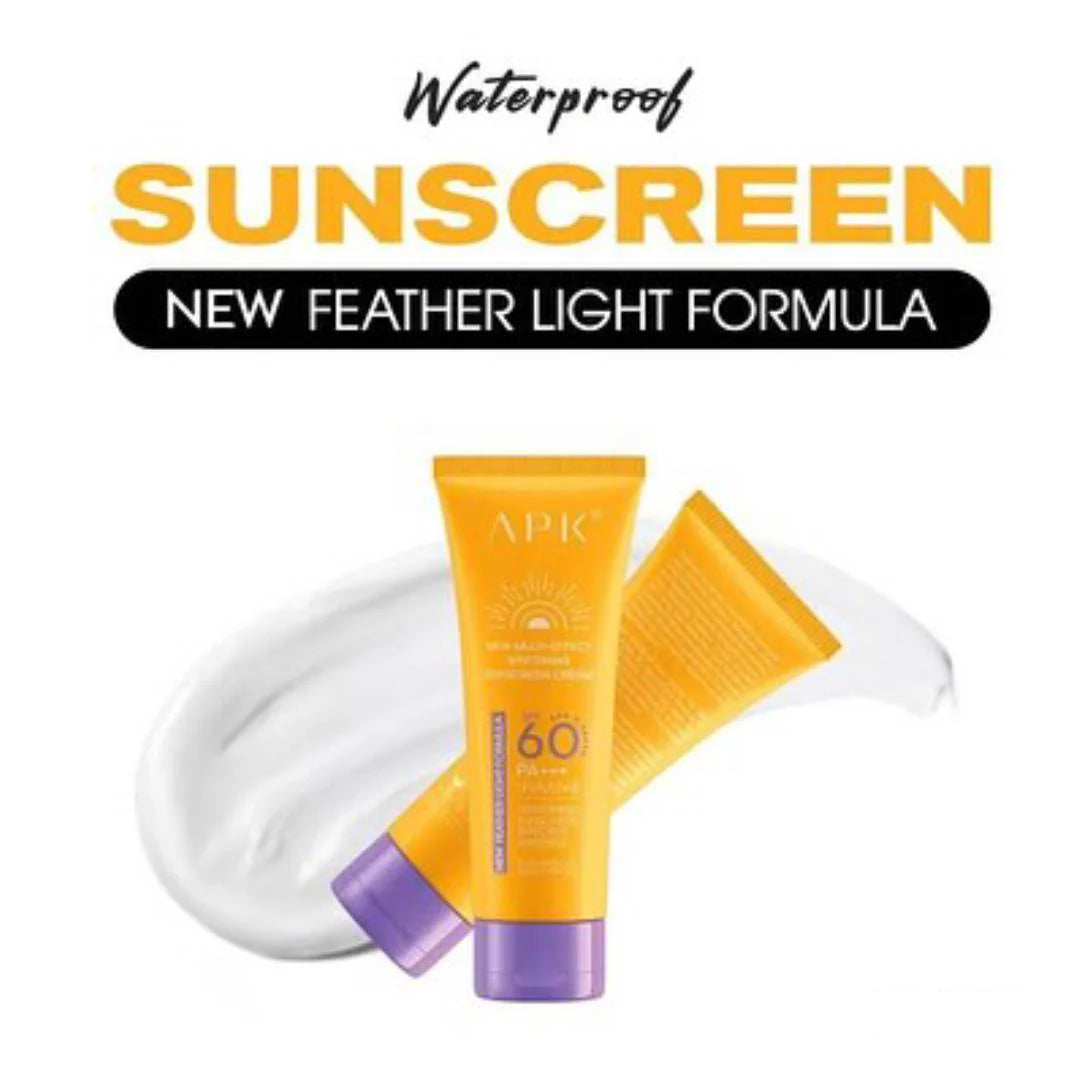APK SPF 60 New Feather Light Formula PA+++ Whitening Sunscreen Cream – Waterproof & Sweatproof – 100g