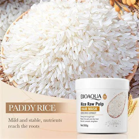 BIOAQUA Rice Raw Pulp Hair Mask For Dry &amp; Damaged Hair - 500g