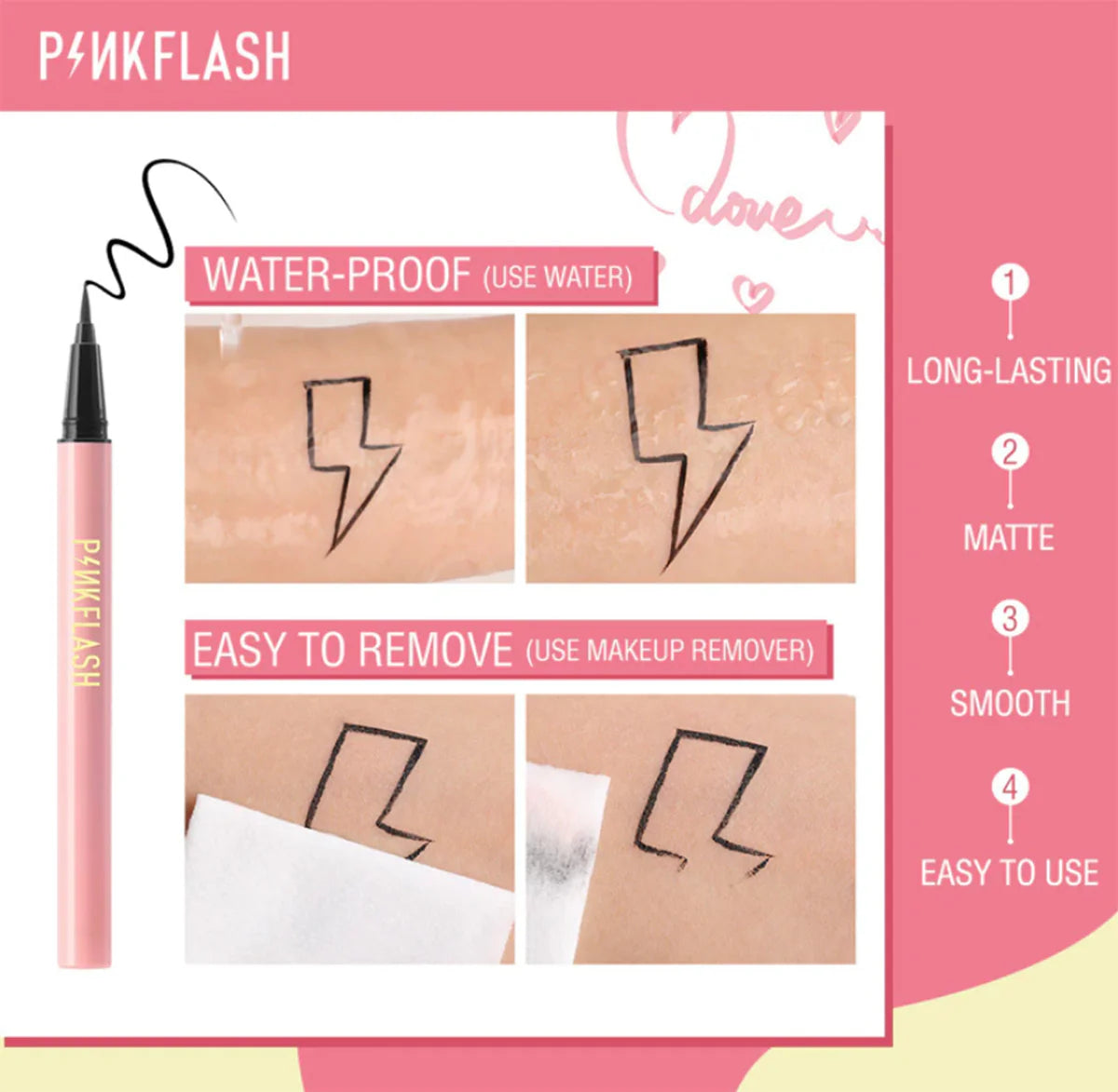 PINKFLASH Professional Long-Lasting Waterproof Liquid Quick Dry Eyeliner 0.8ml