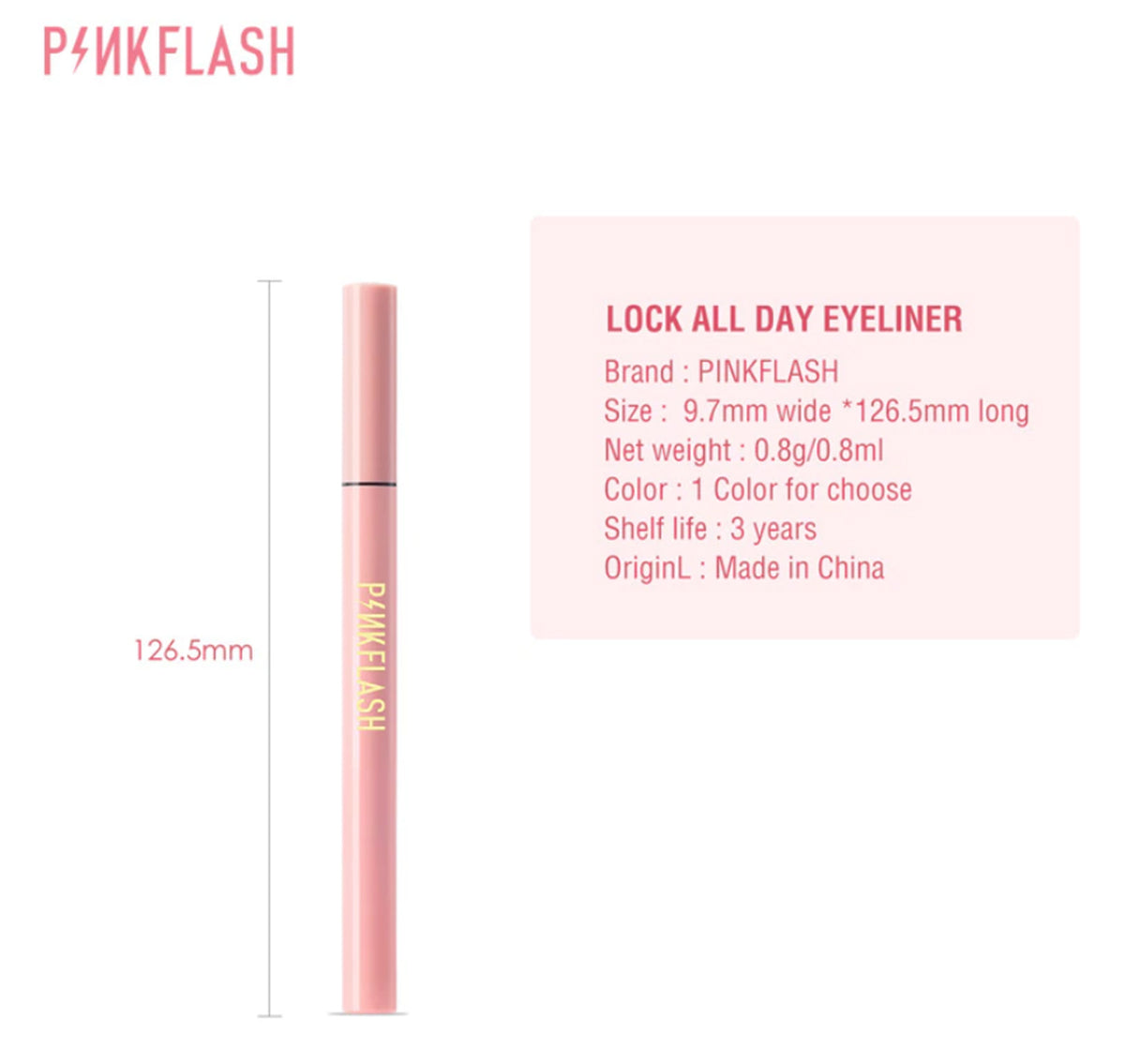 PINKFLASH Professional Long-Lasting Waterproof Liquid Quick Dry Eyeliner 0.8ml