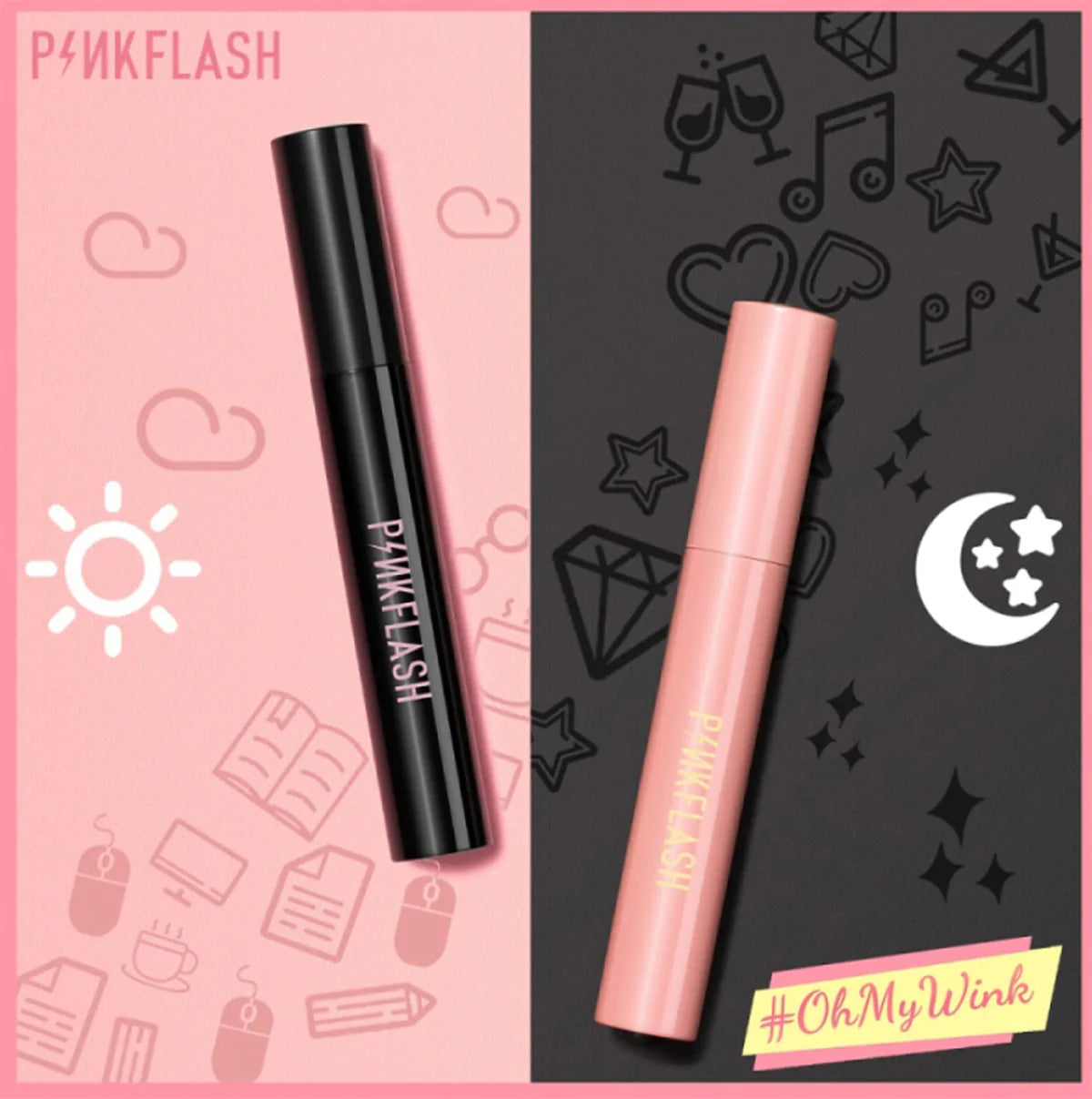 PINKFLASH Waterproof Natural Stretches Microwave Rich In Fiber Mascara - 7ml