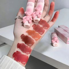 Gege Bear Pink Cute Bear Matte Velvet Lip Gloss (6Pcs)