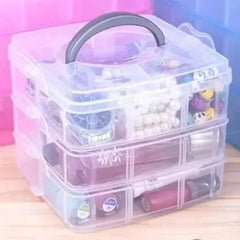 Plastic 3 Layer 18 Grid Jewelry/Makeup/Cosmetic Storage Box