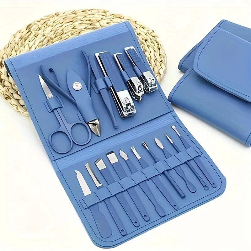 Professional Portable Manicure Pedicure 16Pcs Kit With Folding Case