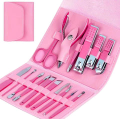 Professional Portable Manicure Pedicure 16Pcs Kit With Folding Case