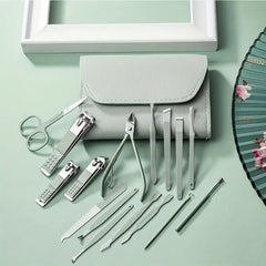 Professional Portable Manicure Pedicure 16Pcs Kit With Folding Case