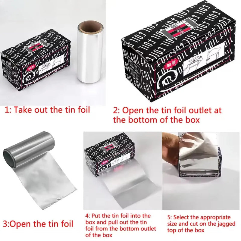 Professional salon styling tool in silver aluminum Foil for highlighting hair coloring