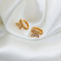 QX Quan Xing Jewelry Butterfly-Shaped Gold-Colored Hoop Earrings