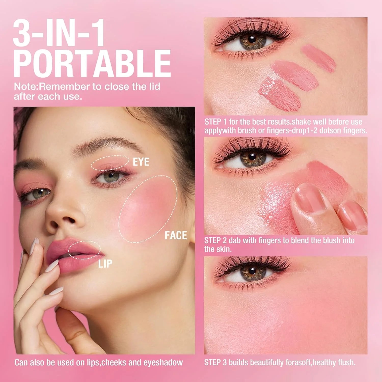 Romantic Rain Natural Beauty Cheeks Liquid Blush (Pack Of 3Pcs)