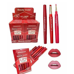 Beauty Model 2 in 1 Professional Makeup Lip Liner and Lipstick Set ( 6 Pack )