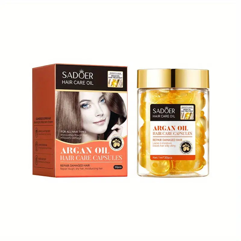 Sadoer Argan Oil Hair Care Capsules For Repairing Damaged Dry Hair