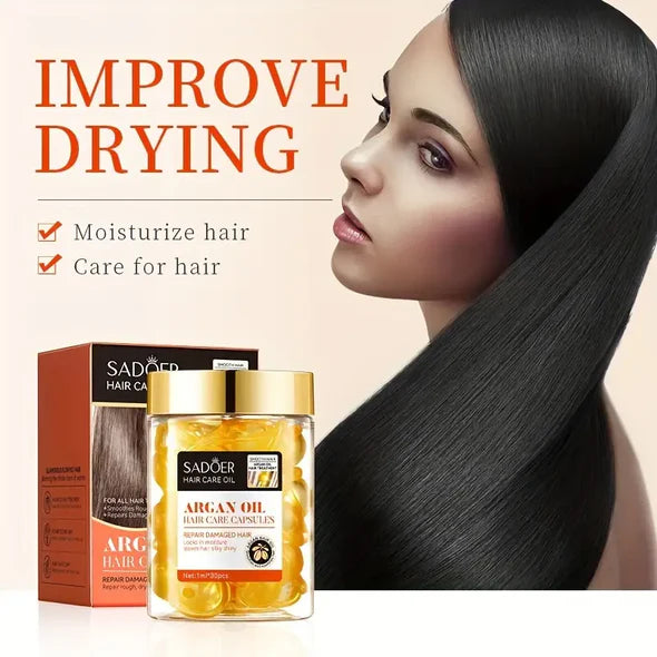 Sadoer Argan Oil Hair Care Capsules For Repairing Damaged Dry Hair