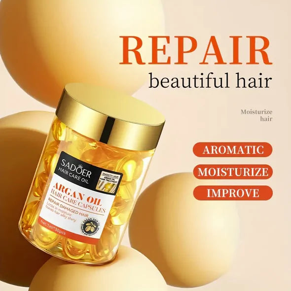 Sadoer Argan Oil Hair Care Capsules For Repairing Damaged Dry Hair