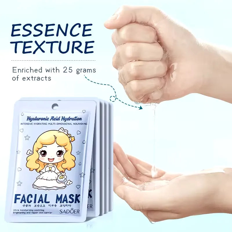 SADOER Pack of 06 Princess Hyaluronic Acid Collagen Face Mask