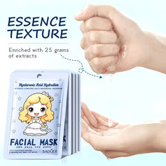 SADOER Pack of 06 Princess Hyaluronic Acid Collagen Face Mask