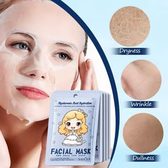 SADOER Pack of 06 Princess Hyaluronic Acid Collagen Face Mask