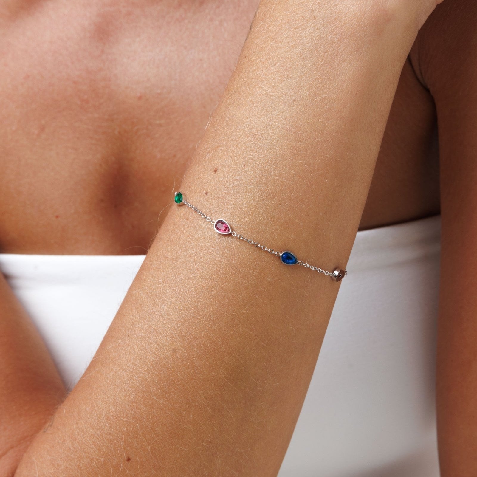 Silver Multi stone Bracelet