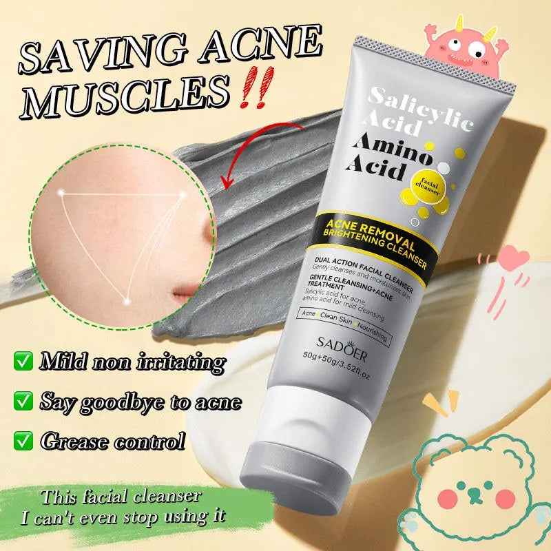 Sadoer Salicylic Acid Amino Acid Acne Removal Brightening Dual Action Facial Cleanser 50g
