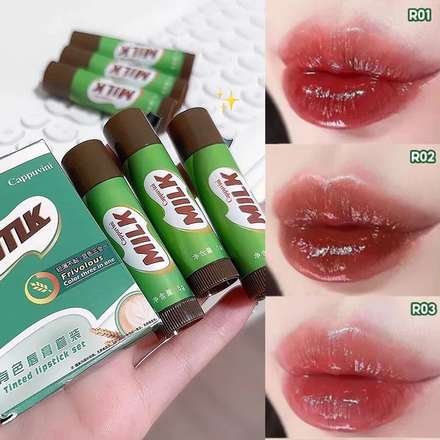 3Pcs Cappuvini Milk Cute Korean Lipstick