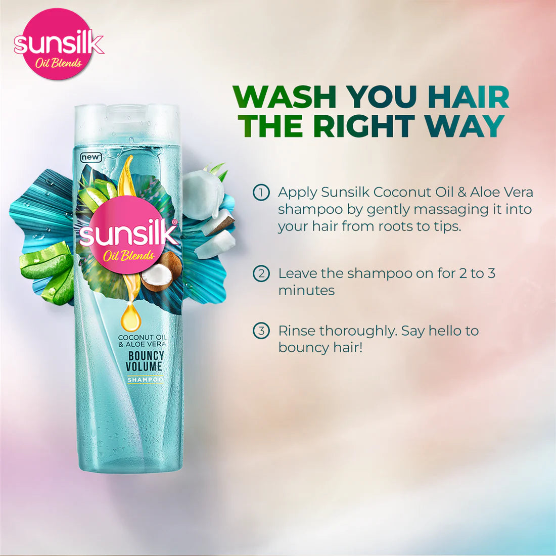 Sunsilk - Oil Blends Coconut Oil & Aloe Vera Shampoo - 380Ml