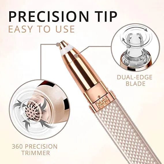 USB Rechargeable 2-in-1 Flawless Facial & Eyebrow Hair Remover Machine with LED Light