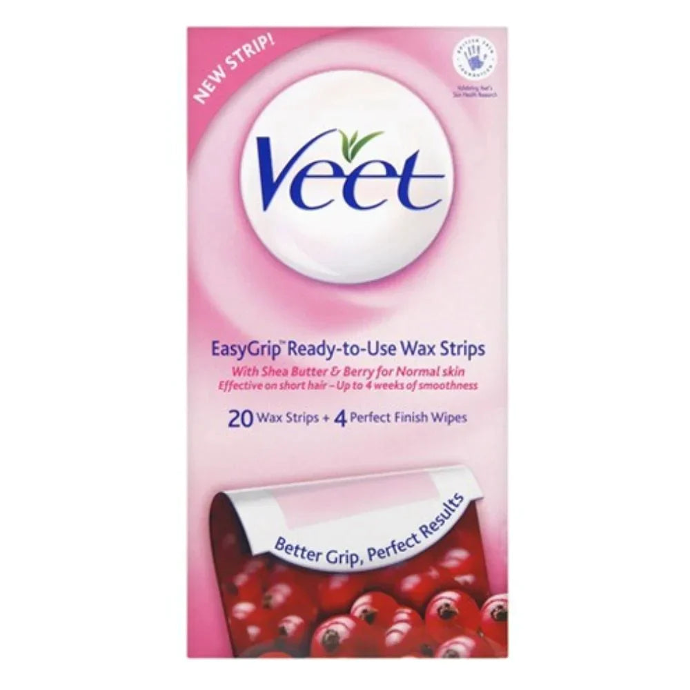 Veet EasyGrip Ready-to-Use ( 20 Wax Strips ) With Shea Butter & Berry