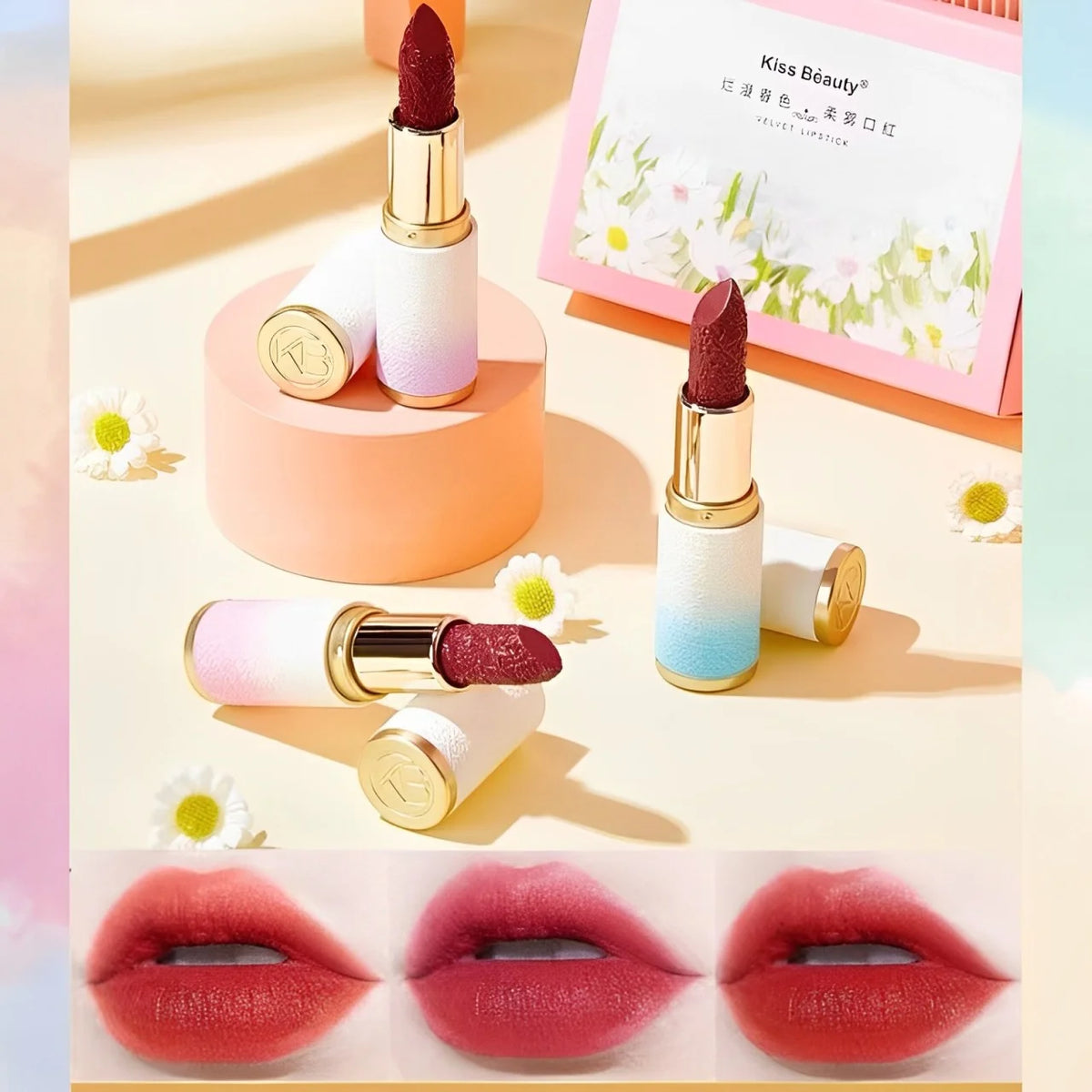 3 Pcs Kiss beauty Lipstick