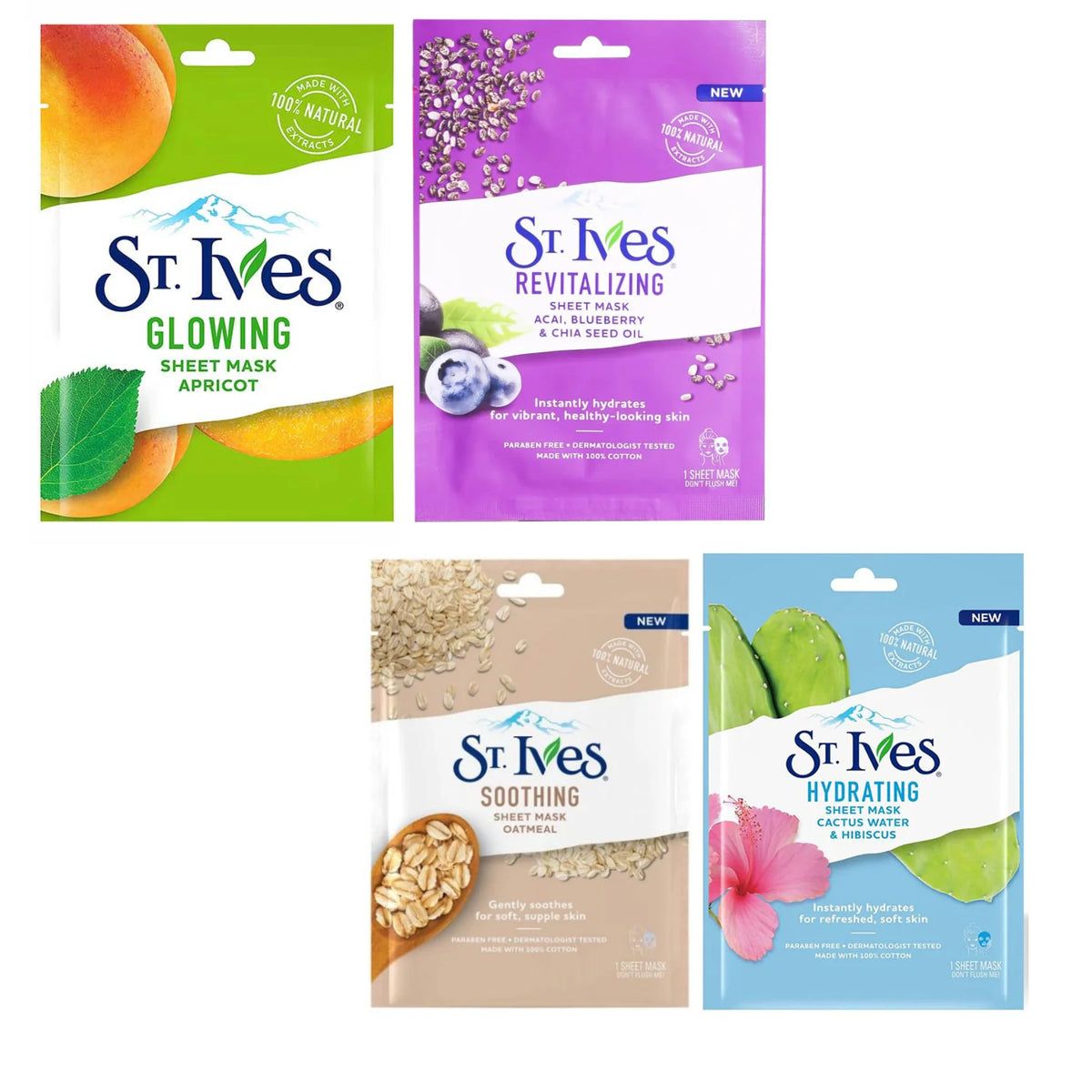 St. Ives Face Sheet Mask – Set of 4