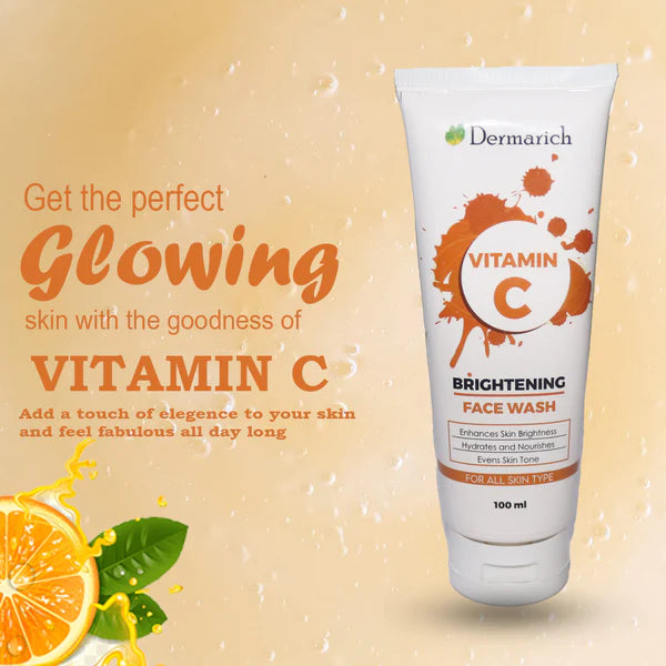 Dermarich Vitamin C Face Wash For Bright & Radiant Skin With Vitamin C & Lemon - 100ml