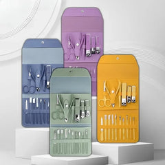 Portable 16-Piece Professional Manicure & Pedicure Kit – Multicolor