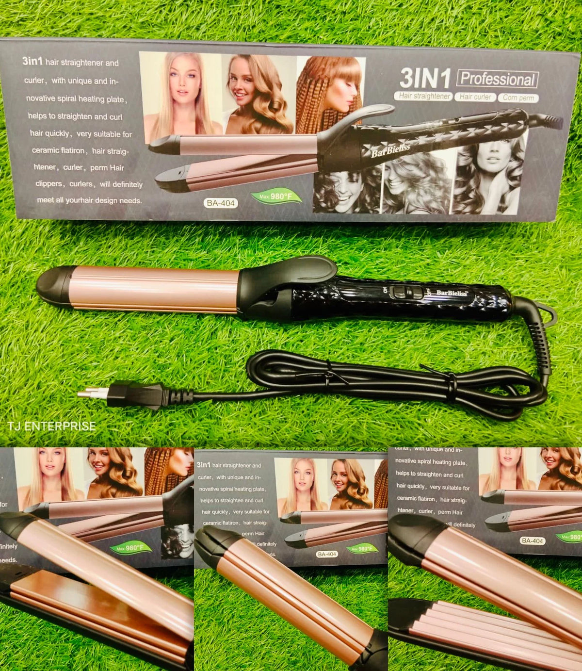 Barbieliss 3in1 Hair Straightener + Roller * Crimper 980Heat