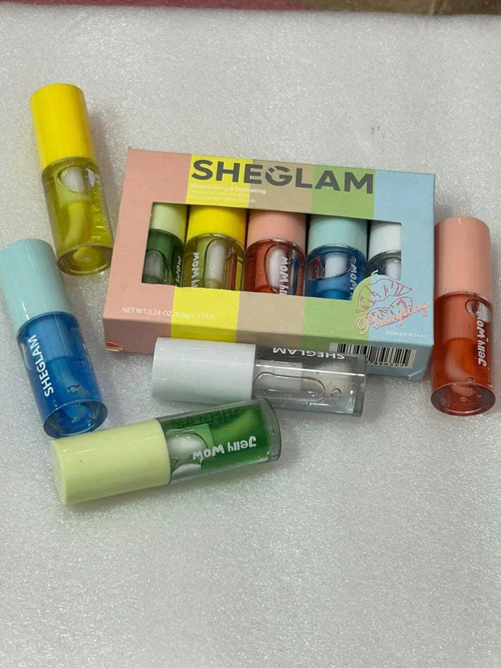 Sheglam Jelly Wow Hydrating Lip Oil – Transparent Glossy (Full Bundle Pack OF 5)