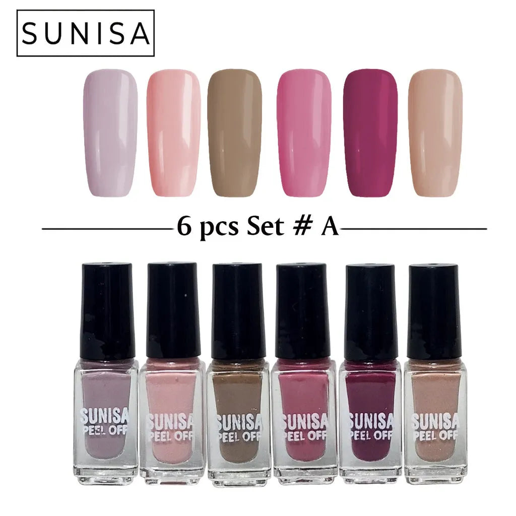 New Sunisa 6pcs Set Matte Nail Polish / Peel Off