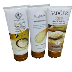 Heaven Dove, Bioaqua & Sadoer Rice Face Wash Trio (150ml Each)