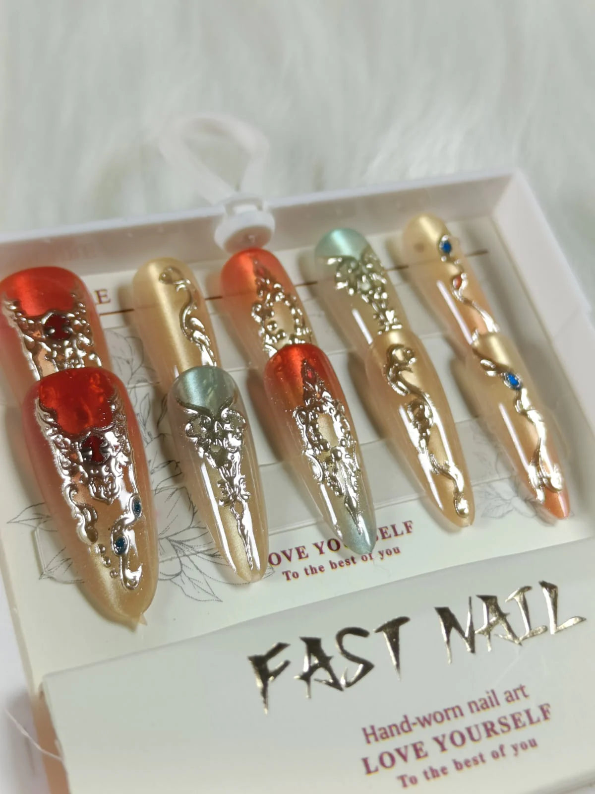 Cat Eye Fake Nails Handmade