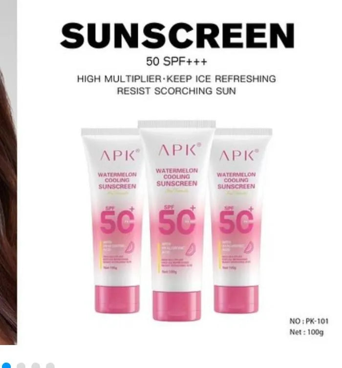 APK Watermelon Cooling Sunscreen SPF 50+ – Hydrating & UV Protection – 100g