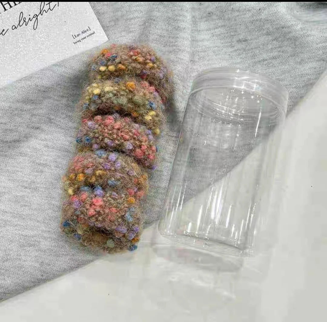 New Colored Dot Plush Hair Loop – Thick High Elastic Soft Velvet Headband (Each Box)